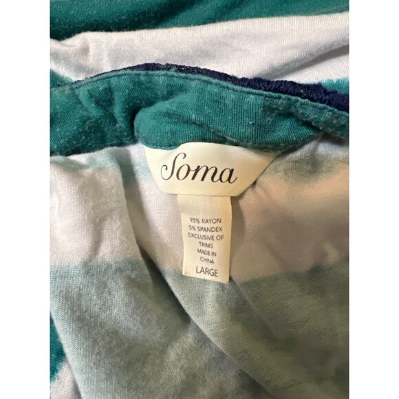 Soma Striped Sleeveless Gown Nightgown Pajamas Lace Halter Size Large - Picture 4 of 4